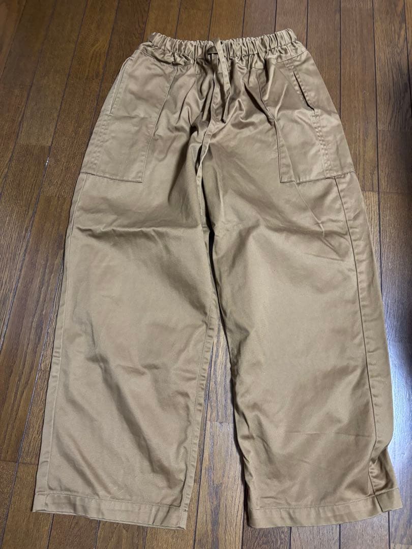 homspun 秋冬用 高密度ウエポン紐付ギャザーパンツ キャメル