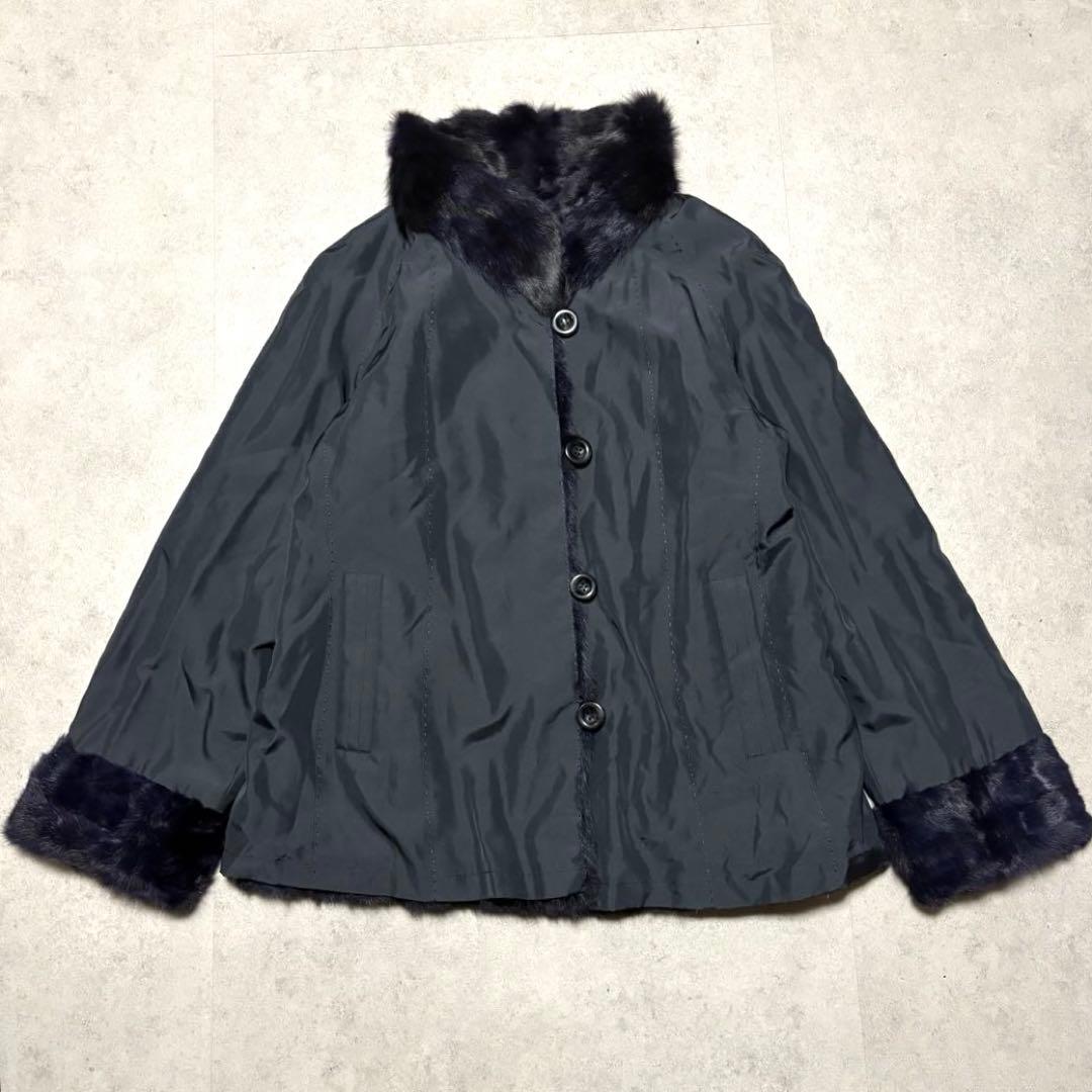 クチュールエンバ　EMBA ミンク　シルク リバーシブルコート　リアルファー