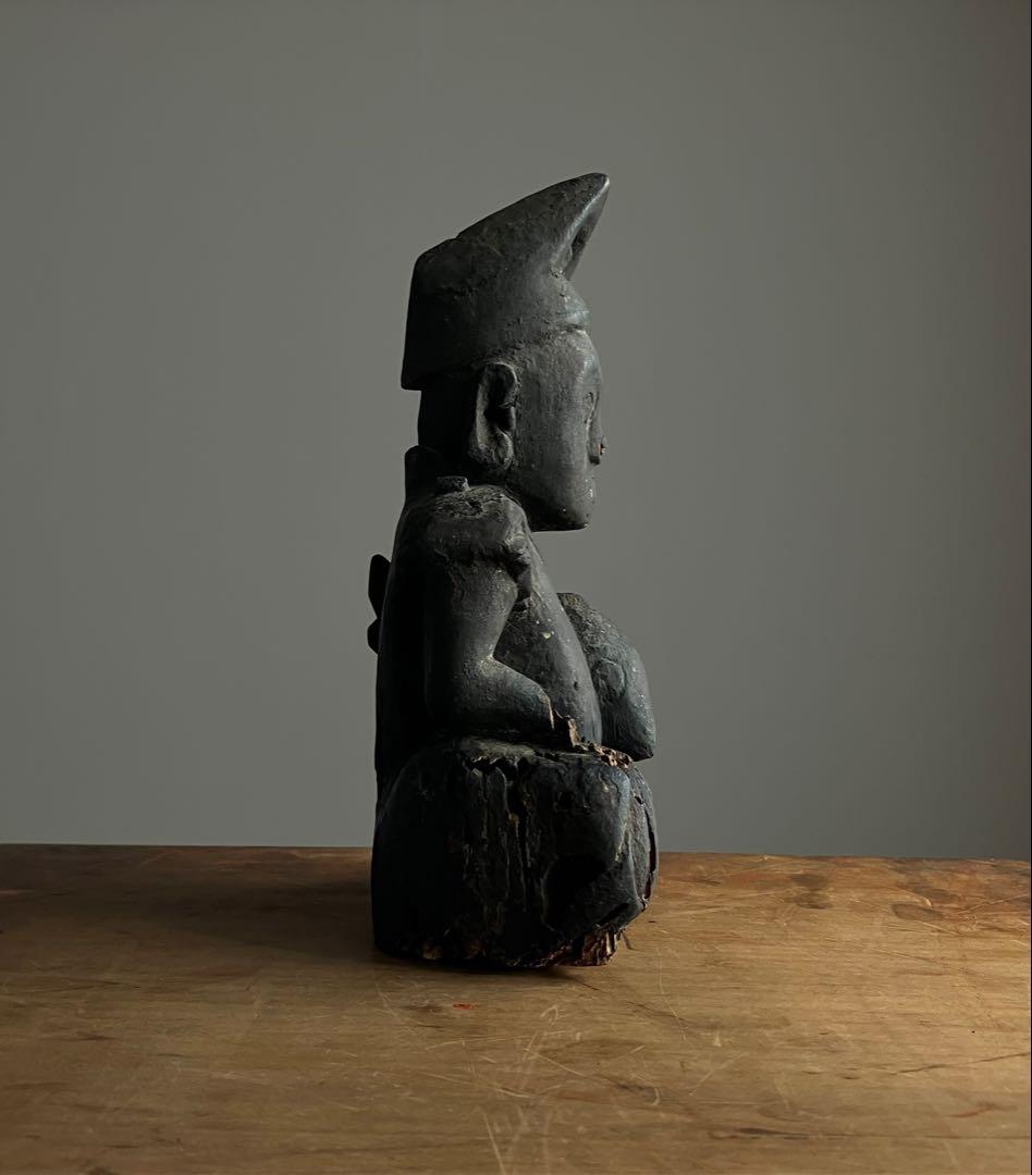 【いい顔、です、、黎明期の恵比寿像】室町骨董七福神アンティーク仏像美術彫刻民藝