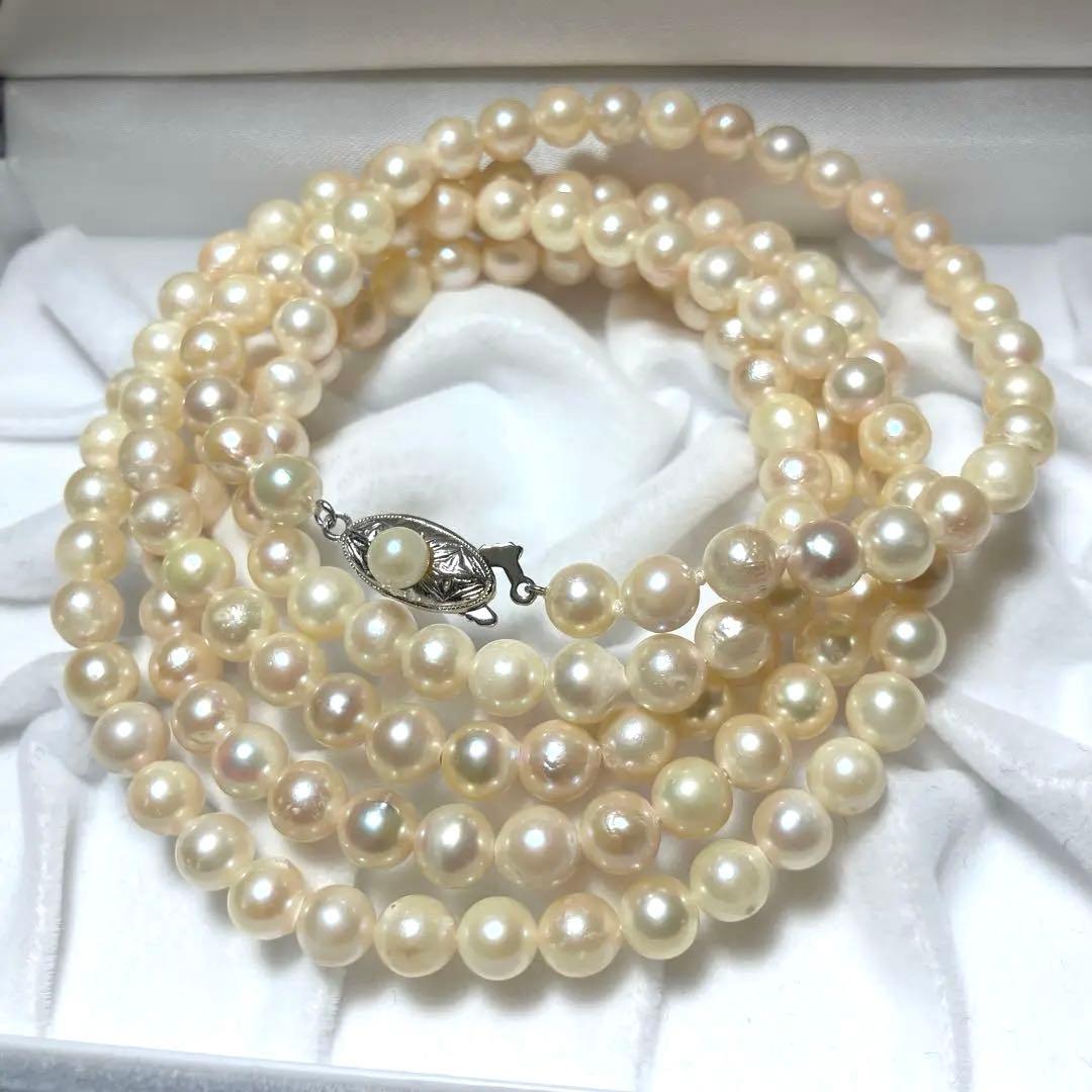 ロング✨ あこや真珠 6-6.5mm パール ネックレス 103.5cm SV
