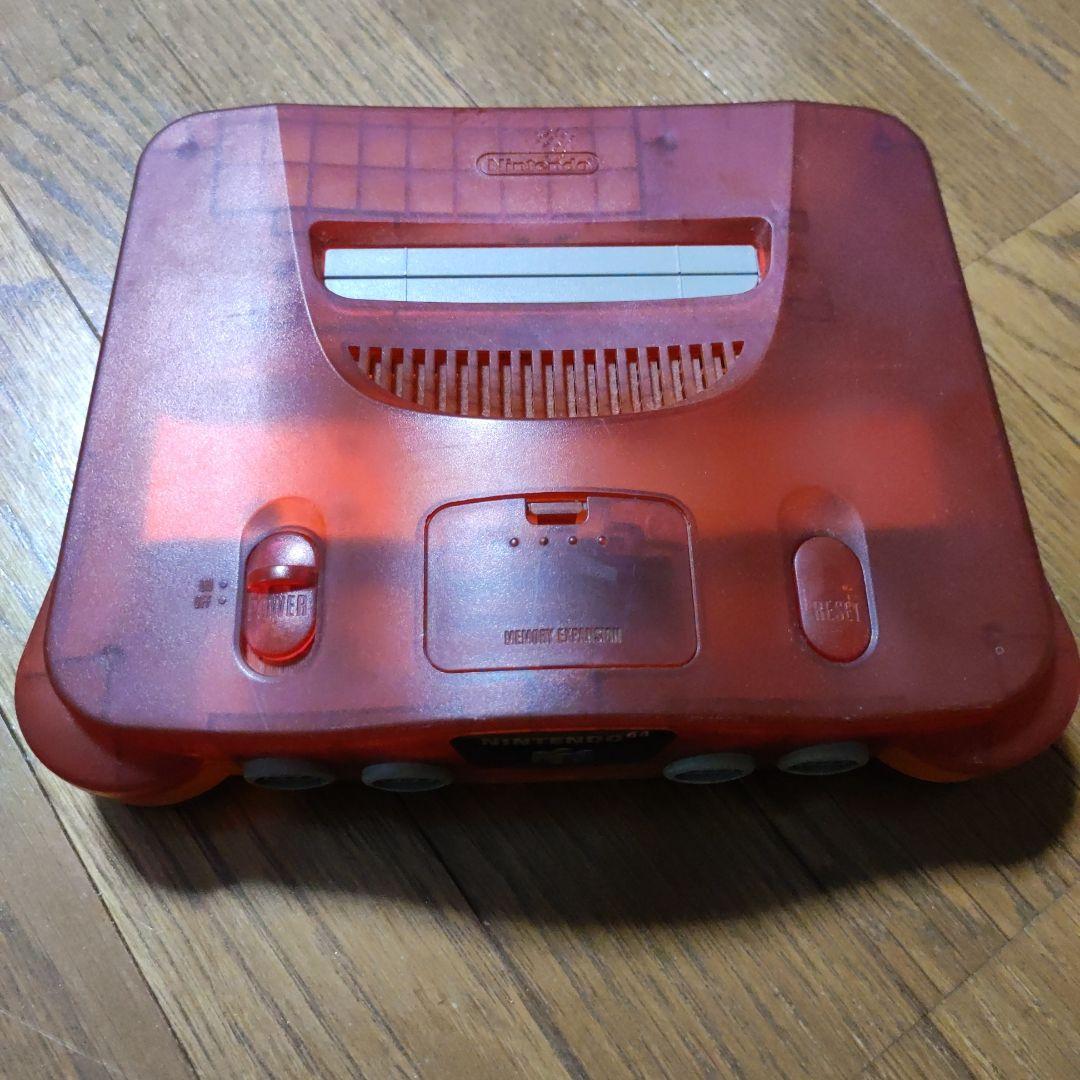 ニンテンドー64 本体　クリアレッド　コントローラー4個付き