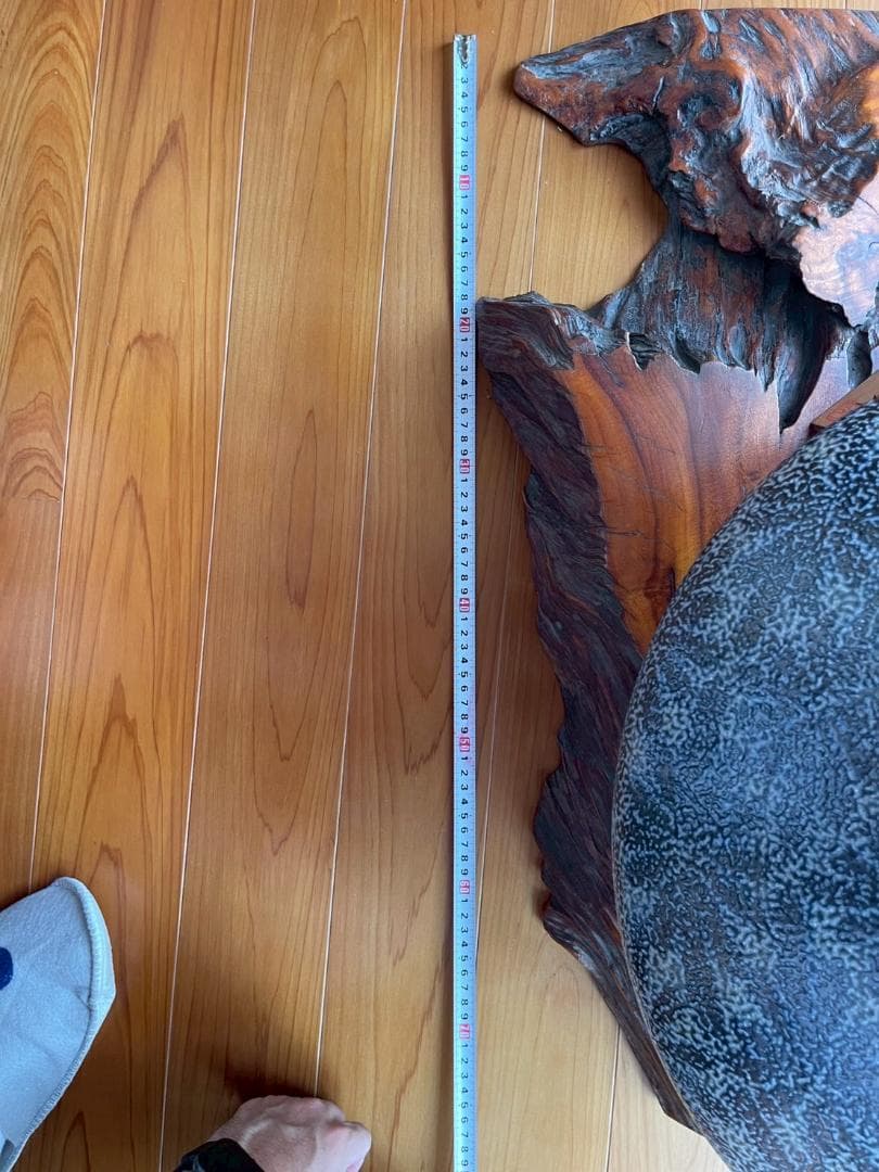 一の瀬焼丸太窯 木製台座付き 作家名サインあり