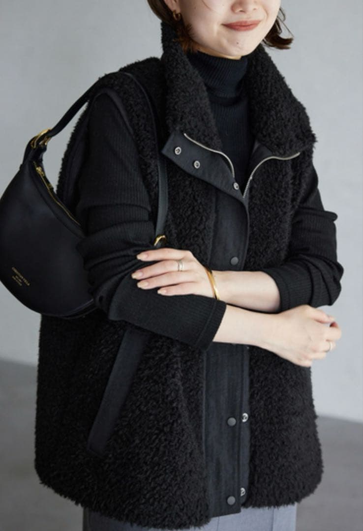 SLOBE ブラック フリース ベスト