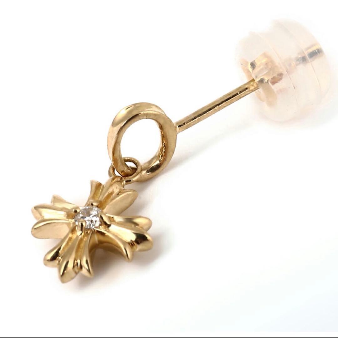 即日発送クロム　K18 スウィングベイビー　ダイヤモンド　クロス　ピアス