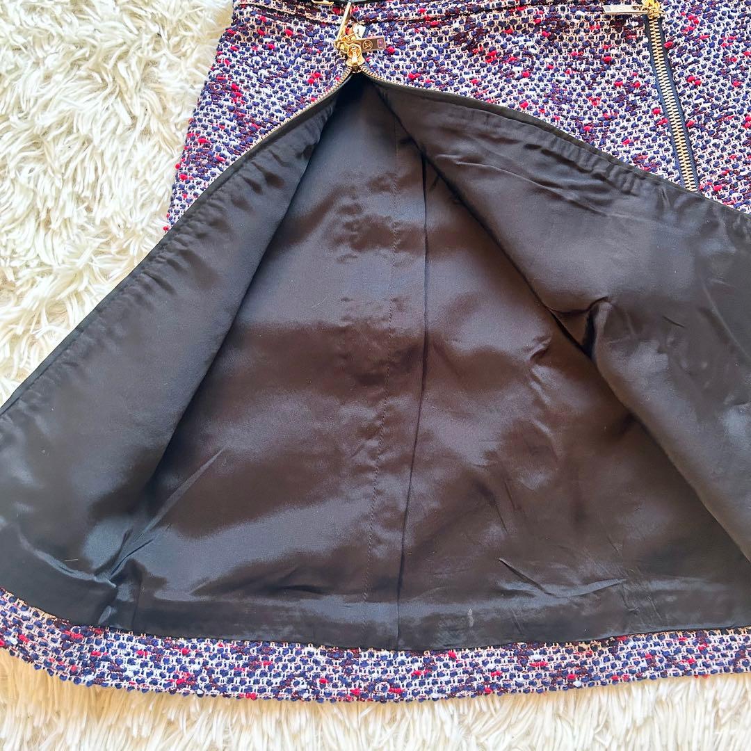 ✨未使用✨ルイヴィトン ツイード　ミニスカート　ダブルジップ　ピンクパープル