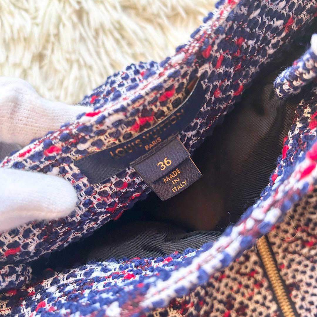 ✨未使用✨ルイヴィトン ツイード　ミニスカート　ダブルジップ　ピンクパープル