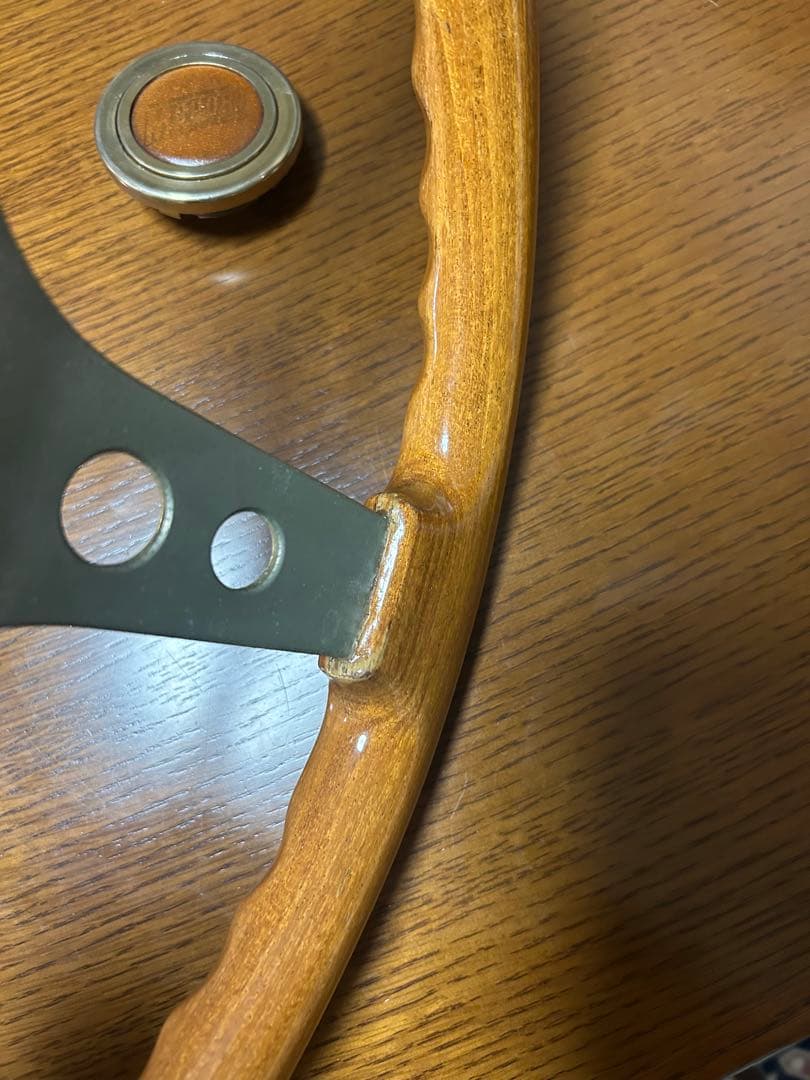 オバ ウッド ステアリング 35パイ 美品 ハンドル 当時物 旧車 オバハン