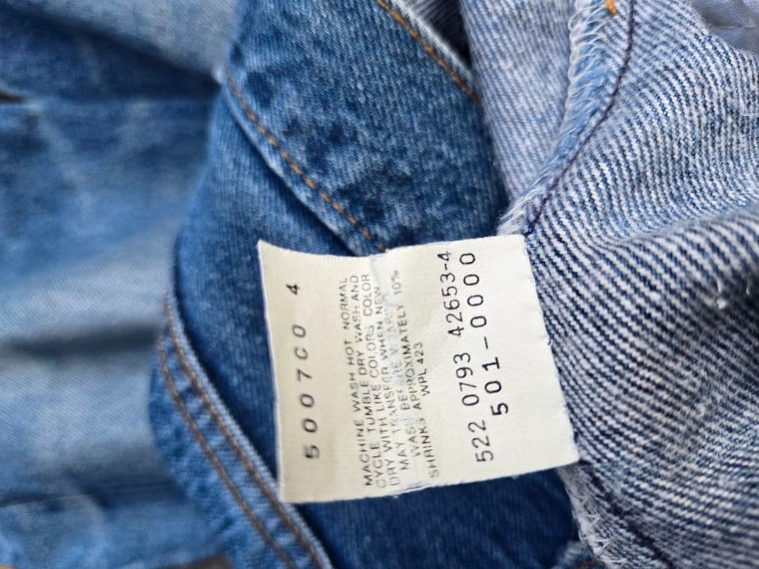 【一軍・鬼ヒゲ】93年 USA製 Levi's501 W34 バキバキ ハチノス