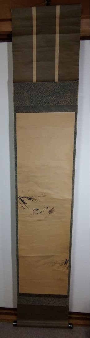 渡辺清 掛軸 雪中鴨の図 骨董品 希少品