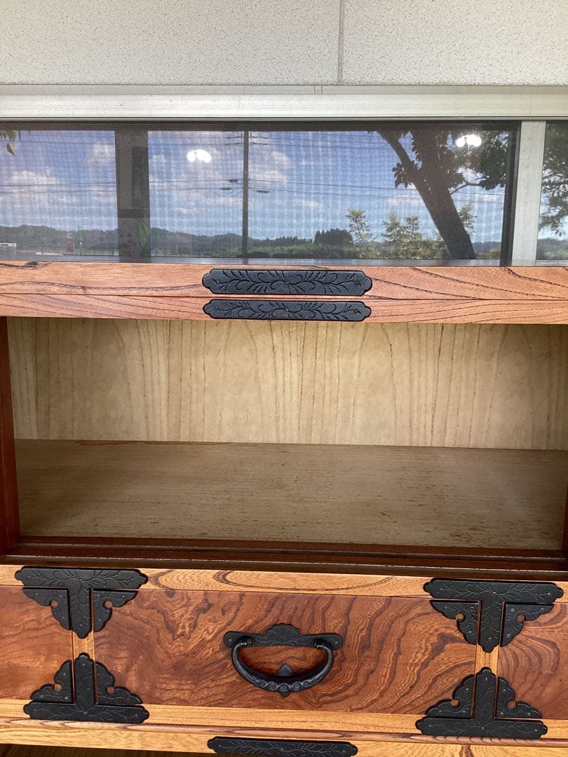 時代箪笥　民芸箪笥　装飾金具　和箪笥　欅　整理箪笥