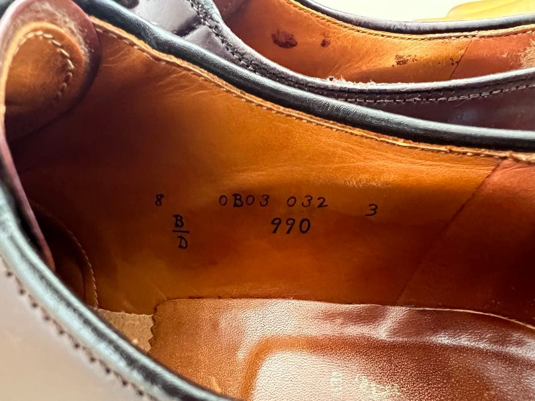 T*n様 Alden 990 プレーントゥ コードバン　バーガンディ 8D オー