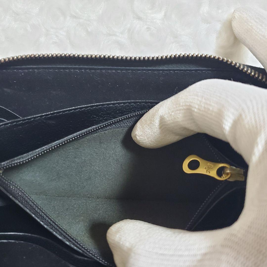 【美品】イルビゾンテ 長財布 ラウンド ロゴ型押し オールレザー ブラック 黒