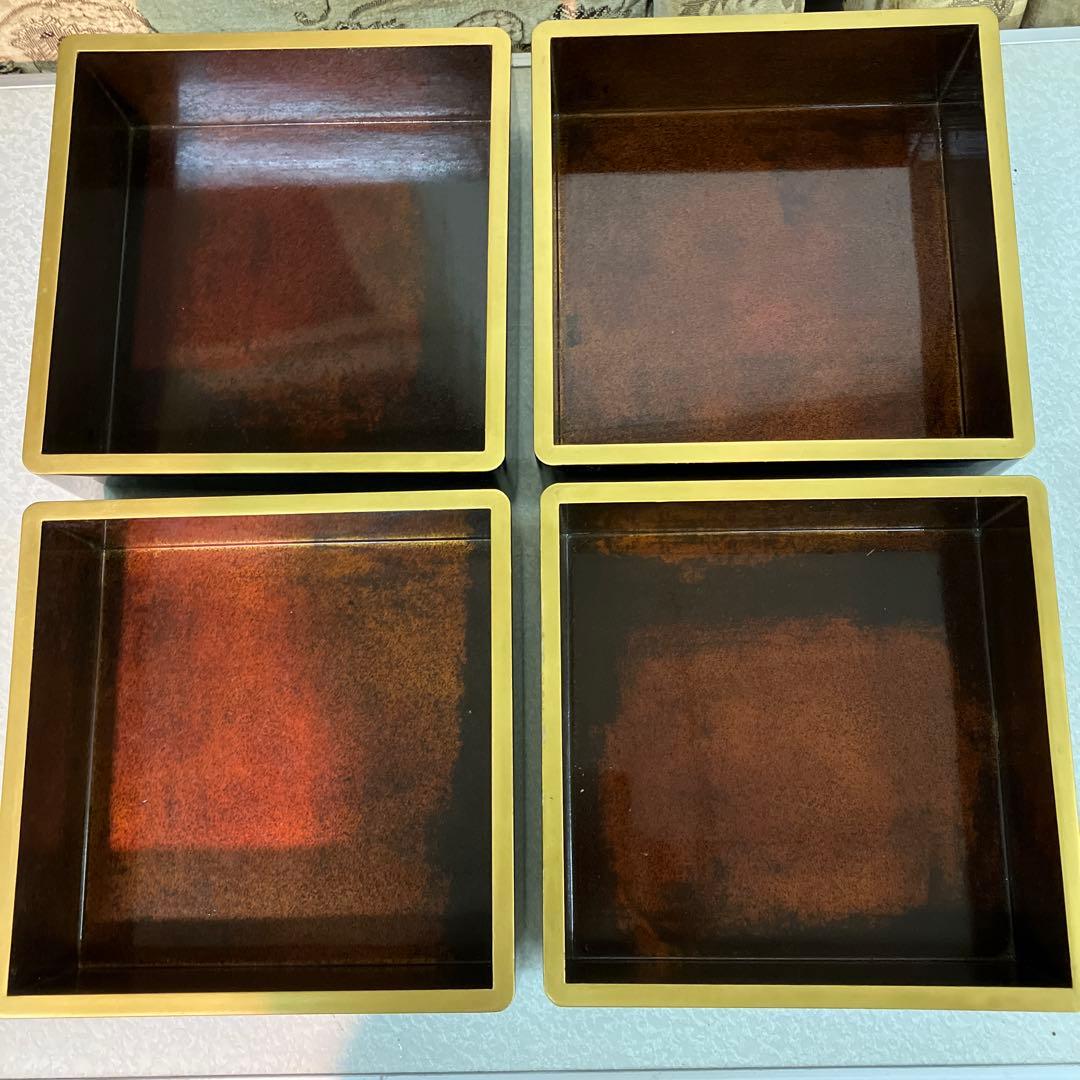 重箱　昭和レトロ　鶴亀　2段重箱　2セット　骨董品　台付