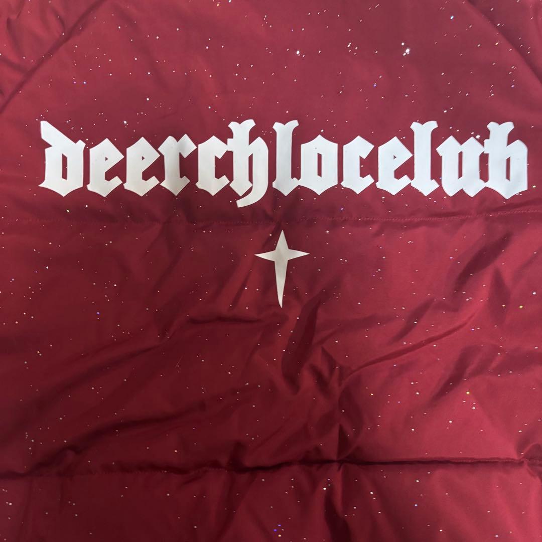 ラメ入り ダウンジャケット 赤 Lサイズ ゴシックロゴ Y2K ストリート 中綿