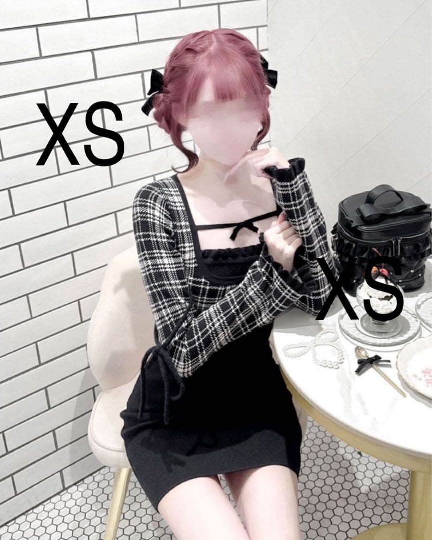 honey mew チェックリボンドッキングワンピース