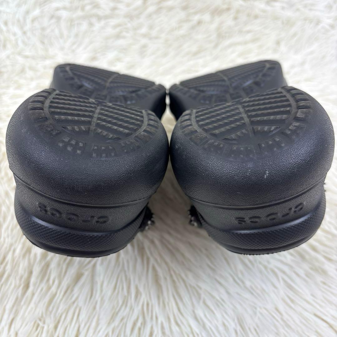 美品、crocs、クロックス、スタッズ、厚底、サンダル、黒