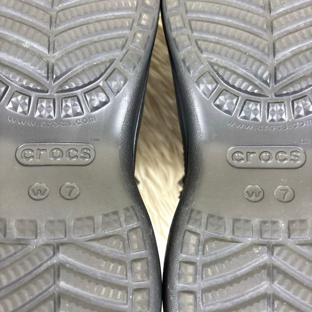 美品、crocs、クロックス、スタッズ、厚底、サンダル、黒