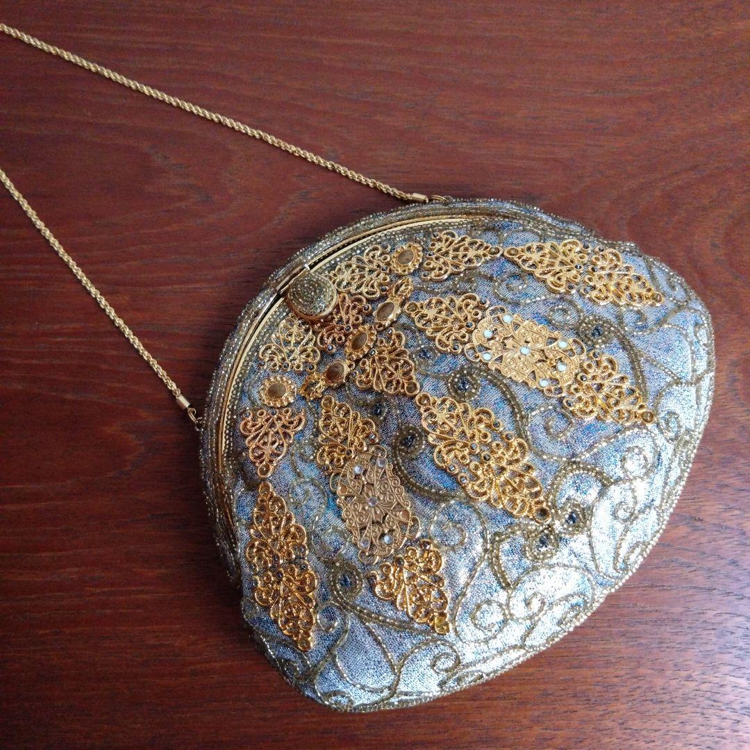 希少　皇室御用達　LUMY　はしもと　ビーズ　 刺繍　バッグ　がま口