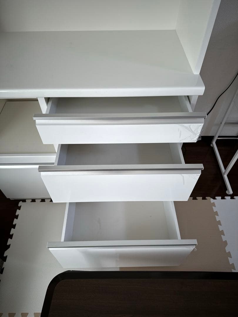 食器棚 カップボード 幅98 送料込み 鏡面ホワイト