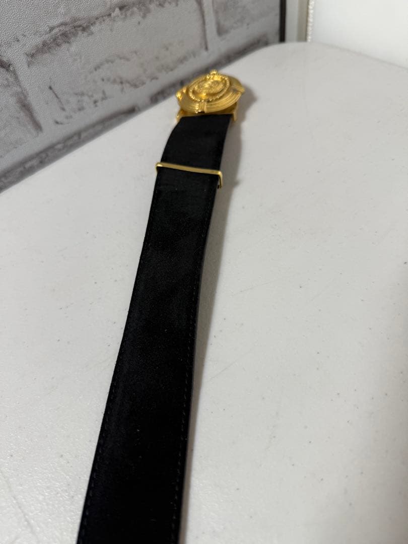 CELNE セリーヌ　ブラックスエードベルト 金色バックル