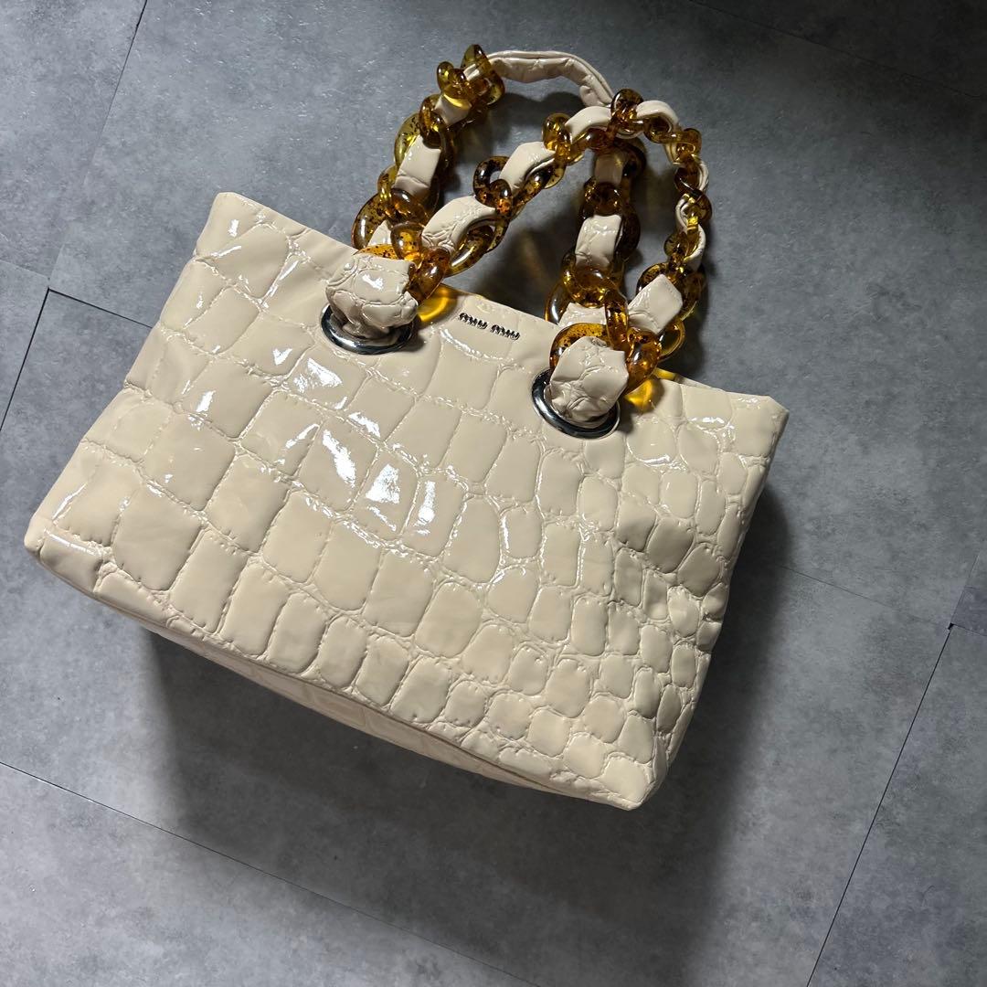 【希少モデル❗️】美品！vintage miumiu ハンドバッグ　ホワイト
