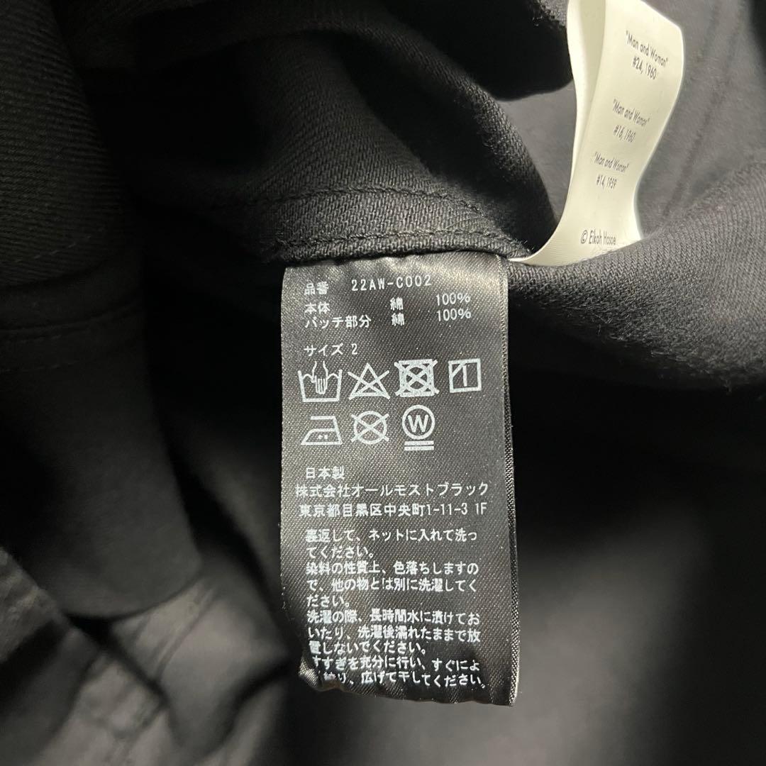 ALMOSTBLACK オールモストブラック　ノーカラーレイヤードコート