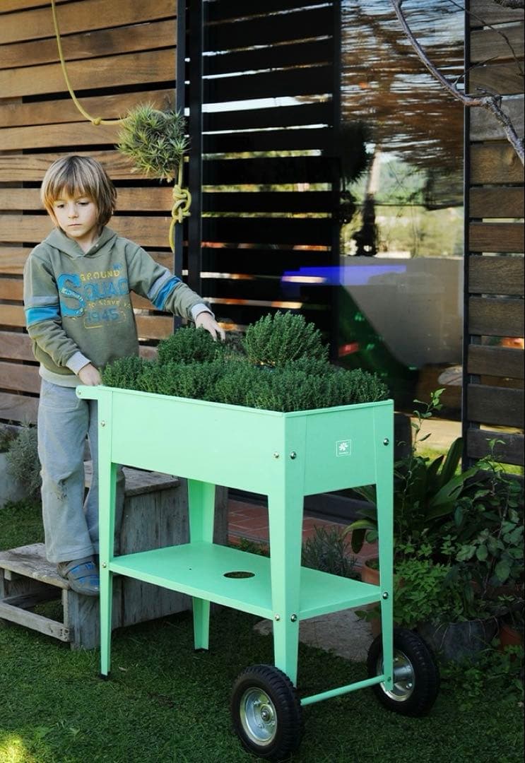 移動式栽培プランター トローリーワゴン ミントグリーン (希少カラー) Urba