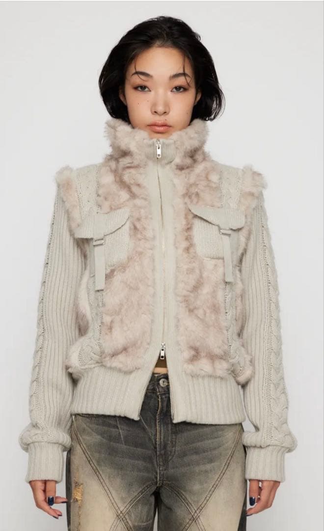 ラグアジェムCABLE KNIT FAUX FUR ブルゾン