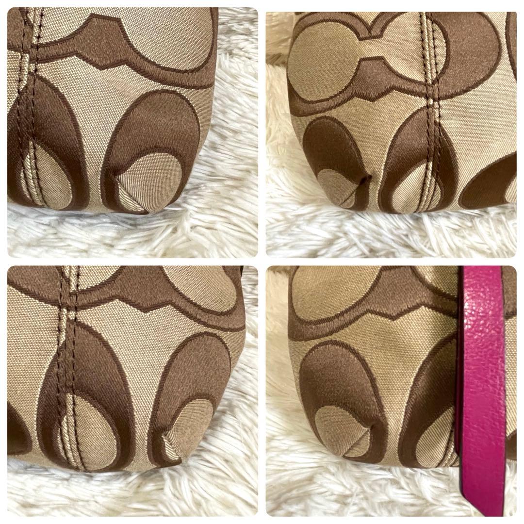 未使用級✨コーチ ワンショルダー バッグ シグネチャー ベージュ×ピンク