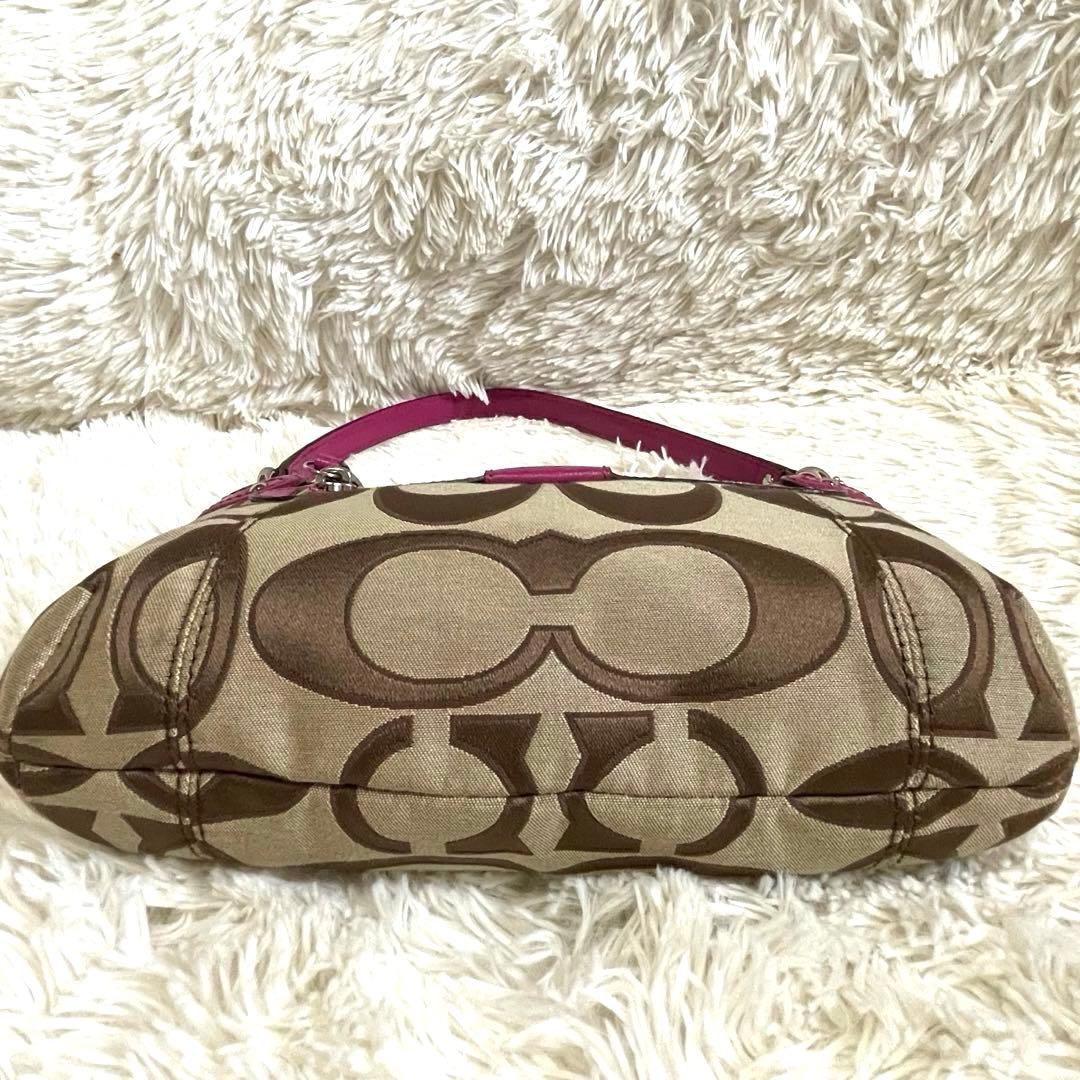 未使用級✨コーチ ワンショルダー バッグ シグネチャー ベージュ×ピンク