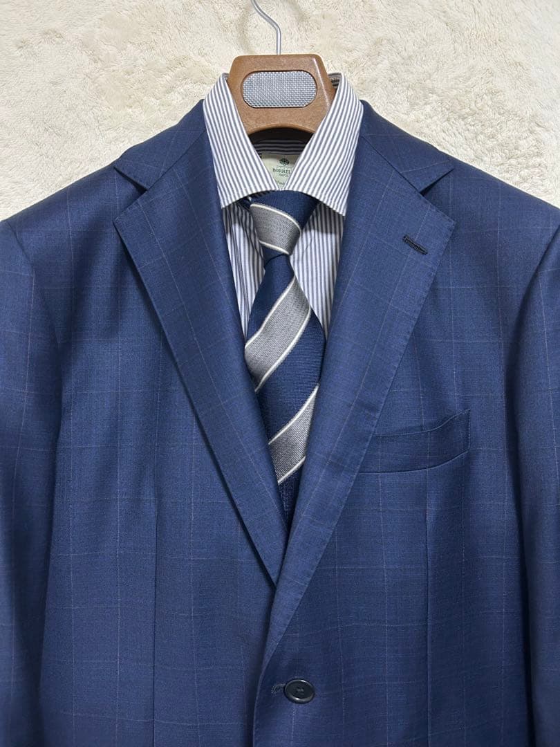 【新品】ロロピアーナ 生地使用 メンズ スーツ AB6 LL 花紺 オーバーペン