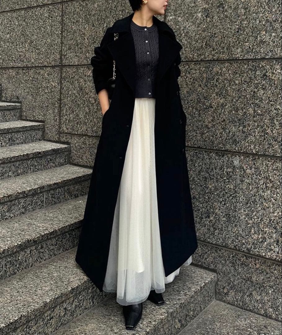 anuans 2026❤️美品❤️リトルケーブルニットカーディガンチャコールグレー