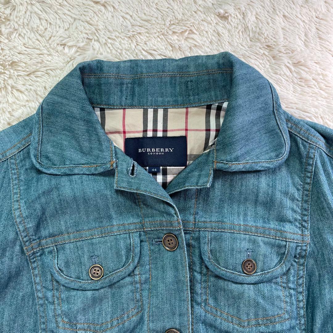 【希少サイズ44】バーバリーロンドン　ノバチェック　ブルー　デニムジャケット