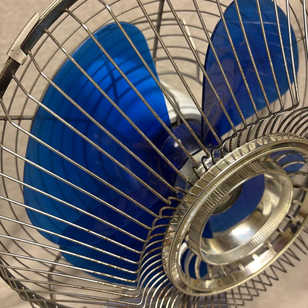 昭和レトロ家庭用扇風機 青い羽根 メタル製