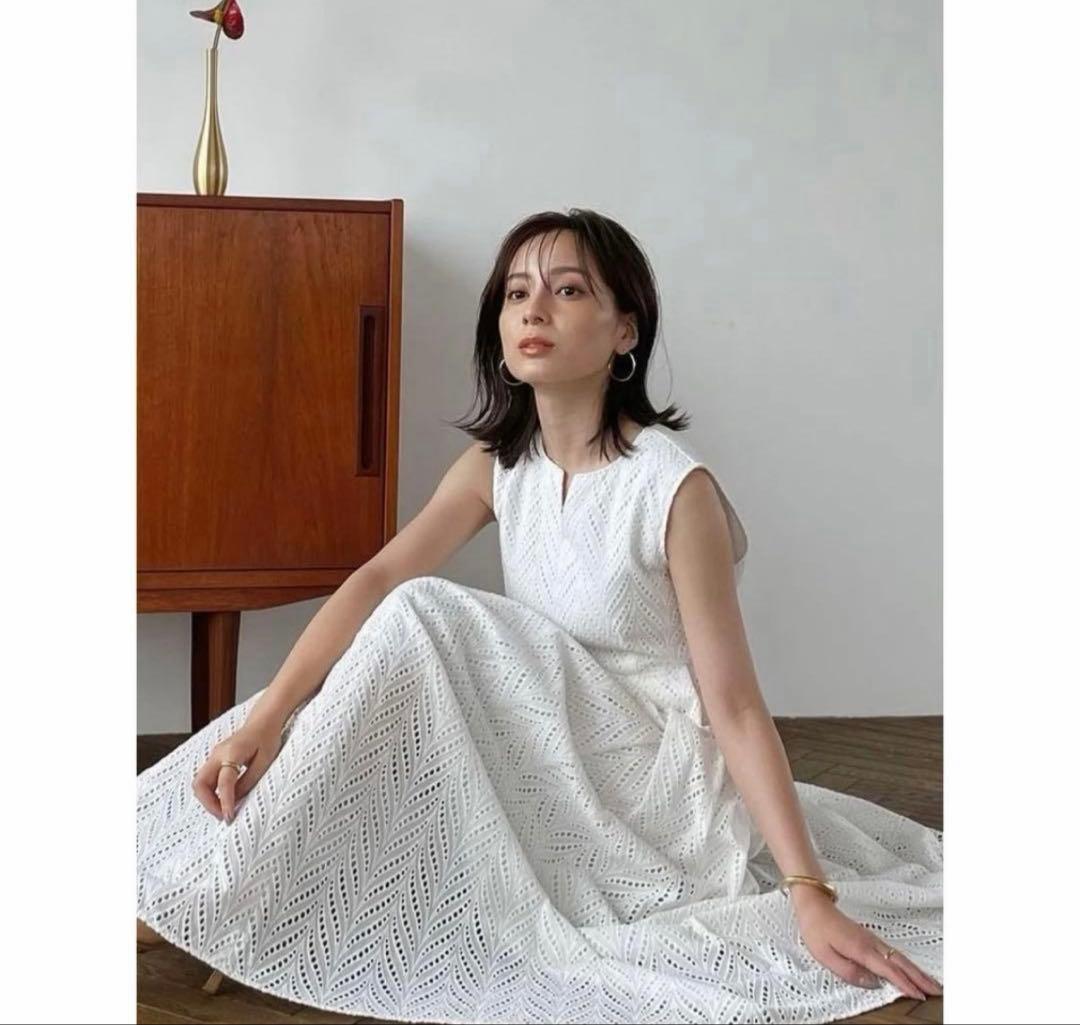 【美品】完売品✨️アニュアンス カットワークレースマキシワンピース 美ライン