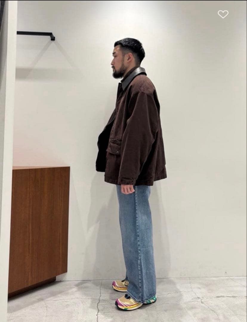 HグラデーションOCカバーオールサイズM襟レザーOVY KAJA オーラリー