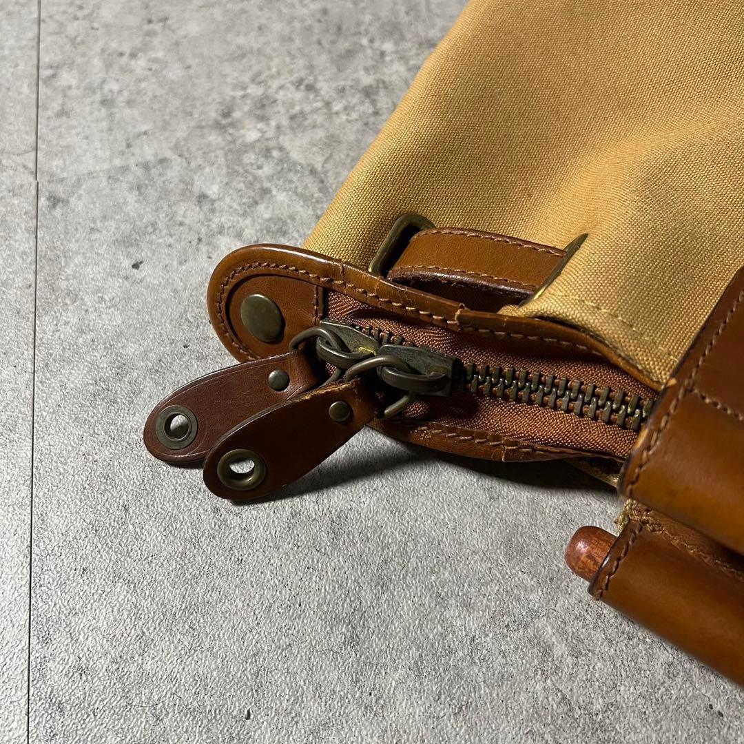 90s ポロラルフローレン サファリ ボストンバッグ キャンバス×レザー