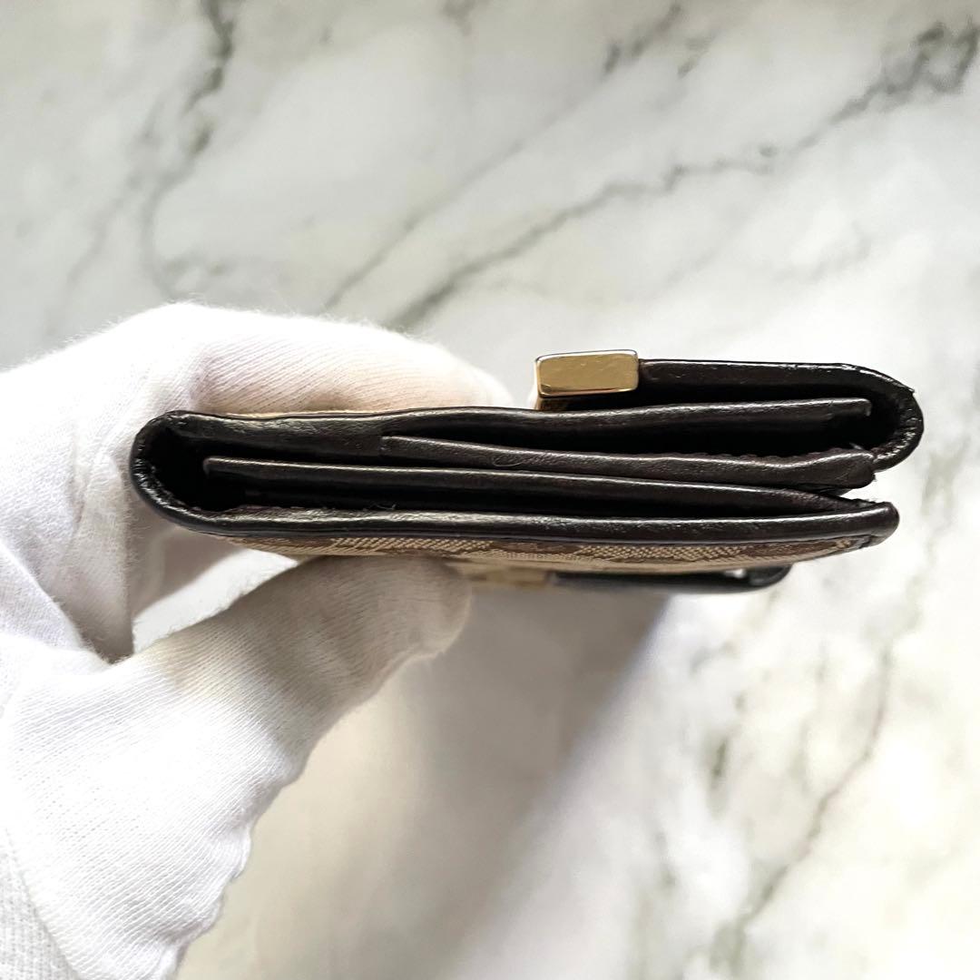 GUCCI グッチ GGキャンバス　メタルロゴプレート　長財布　美品0121-③