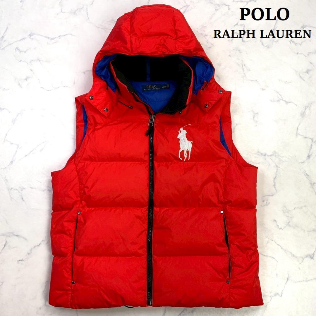 美品★ポロラルフローレン ダウンベスト ビッグポニー レッド L　E001