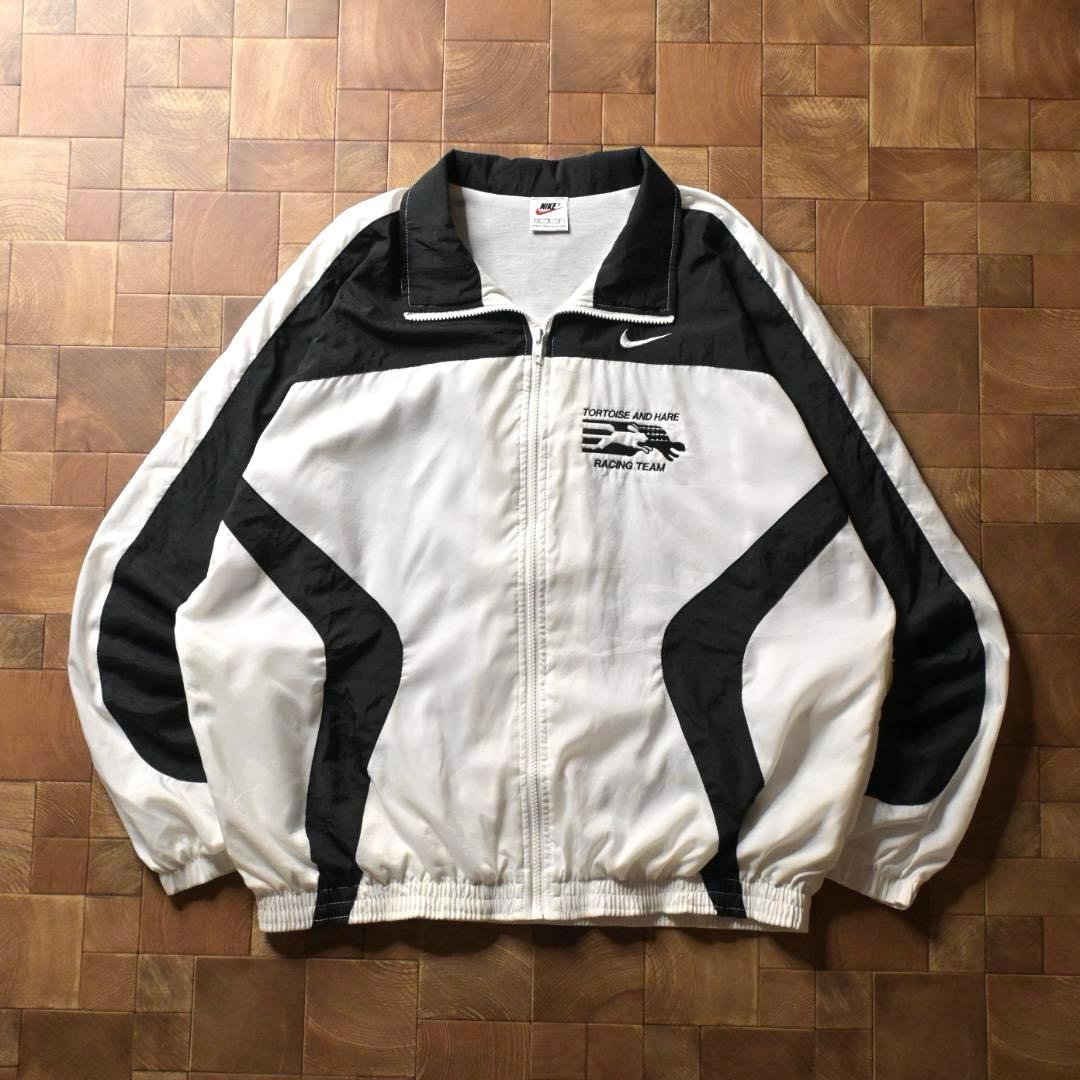 B*様 90s　ナイキ　企業ロゴ ナイロンジャケット　ホワイト　ブラック　白黒