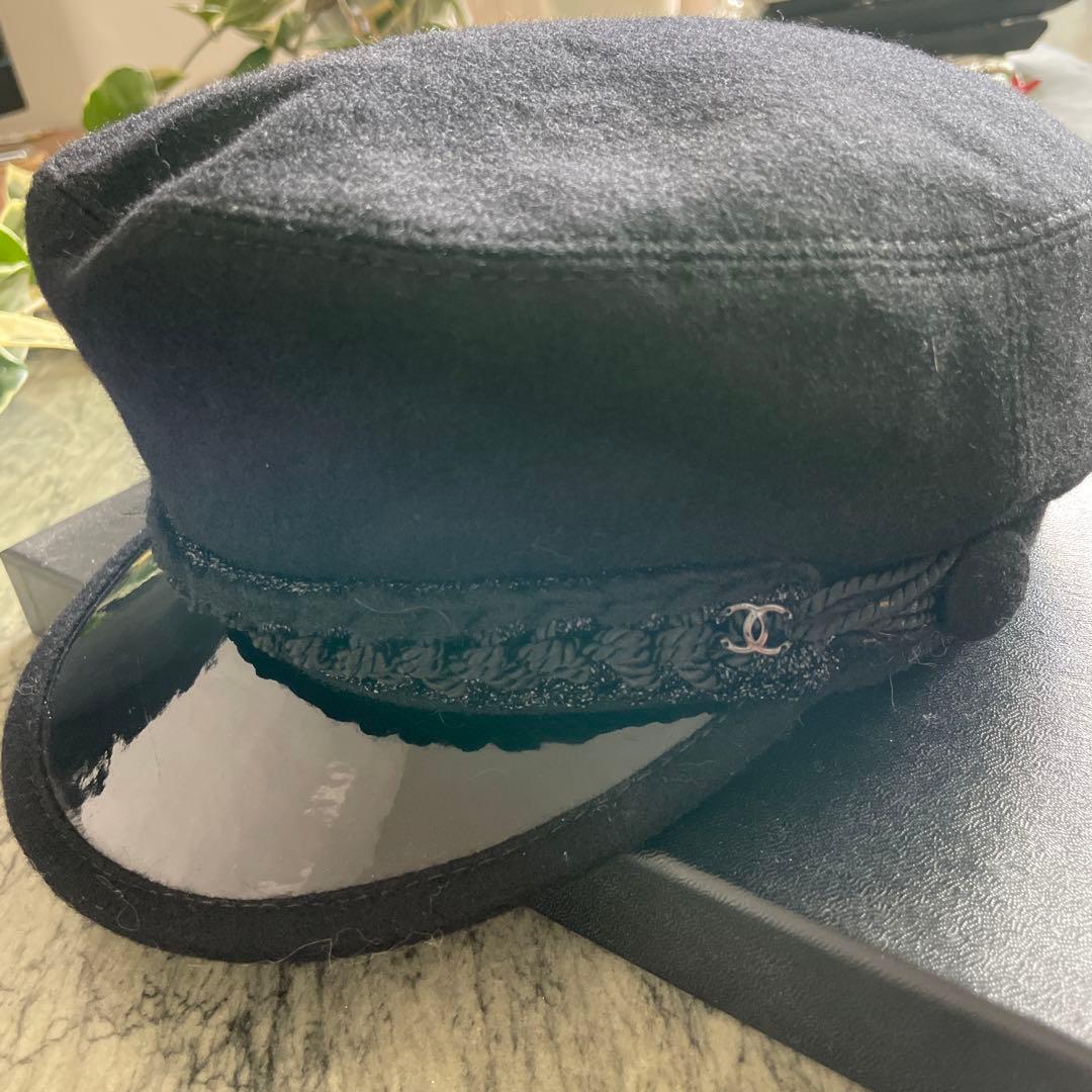 最終CHANEL キャスケット used ブラック ロゴ シャネル