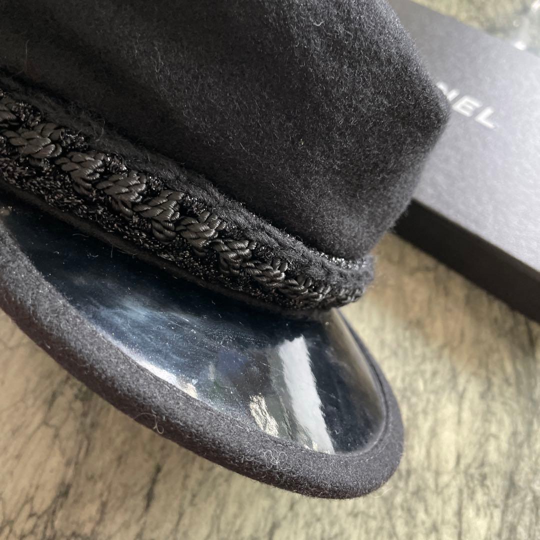 最終CHANEL キャスケット used ブラック ロゴ シャネル