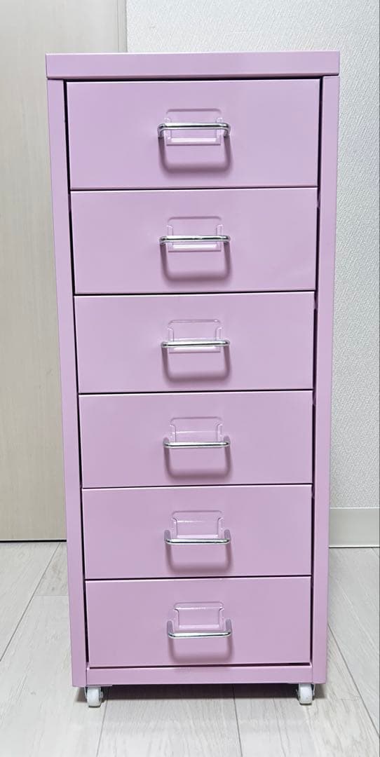 組み立て済　IKEA HELMER ヘルメル 6段チェスト 引き出し　ピンク