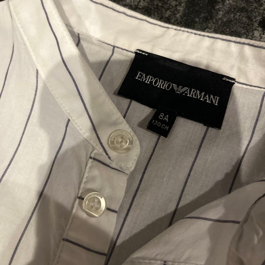 EMPORIO ARMANI ストライプ長袖シャツ 130cm &白パンツセット