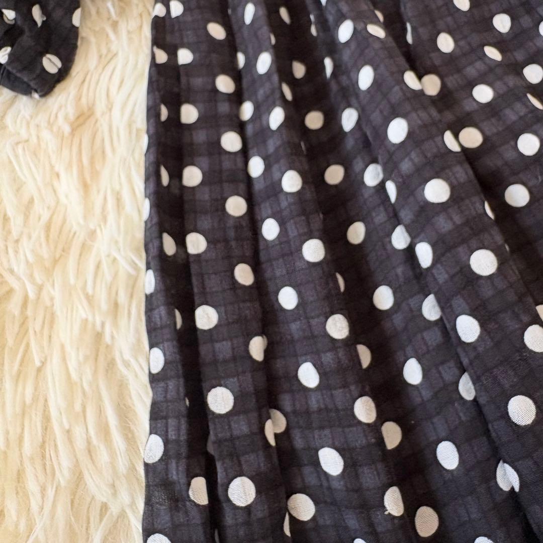 美品✨ビアズリー　ドットギャザーワンピース　チュニック　超フレア