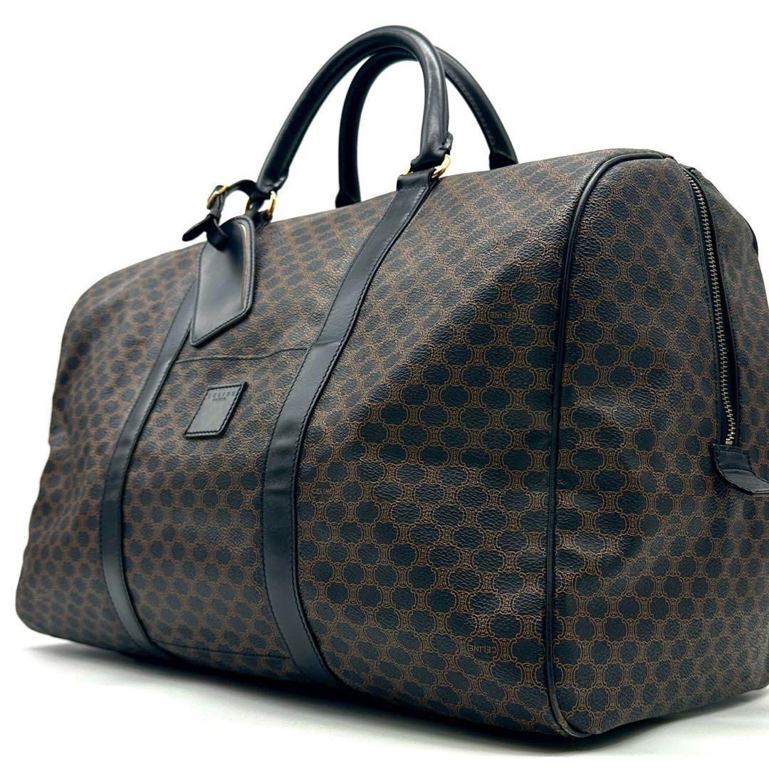 セリーヌ ボストンバッグ 黒マカダム PVC レザー 大容量 ブラック