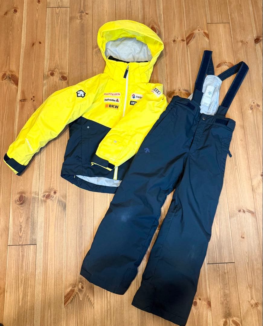 デサント DESCENTE スキーウェア上下　イエロー/ネイビー　130