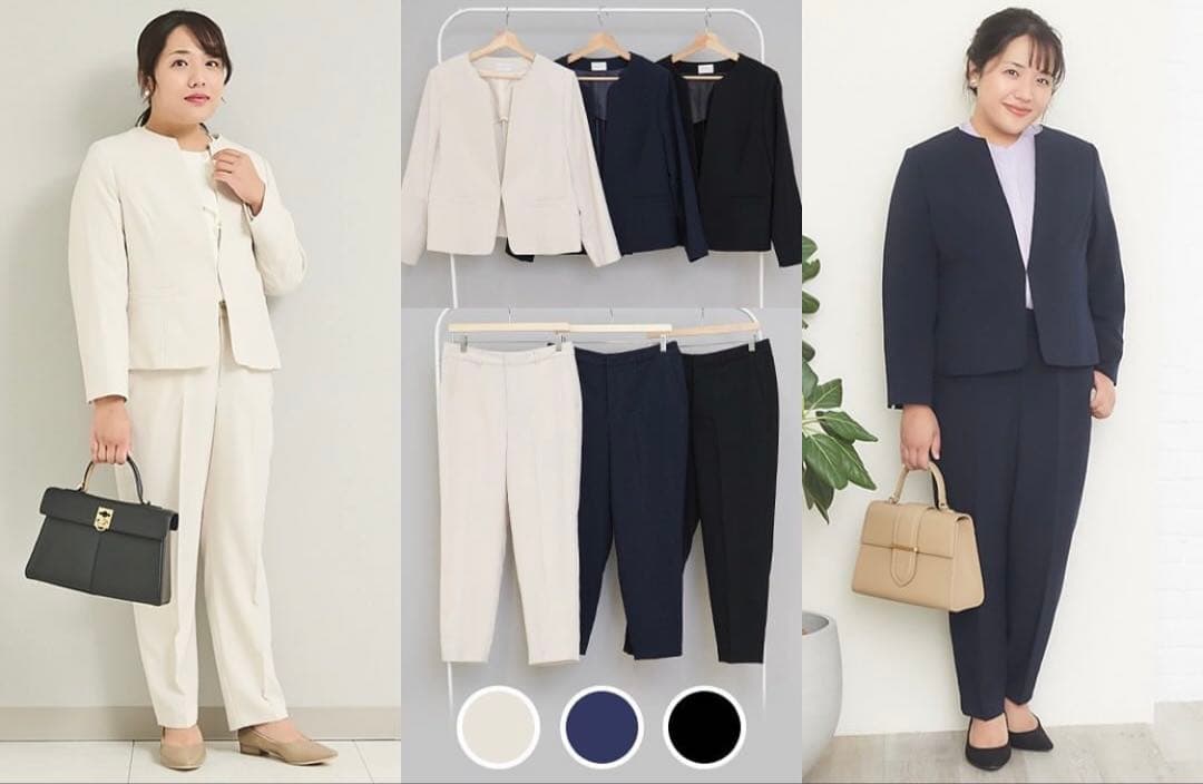 u plume(ユープリュム) ノーカラージャケットスーツセットアップ