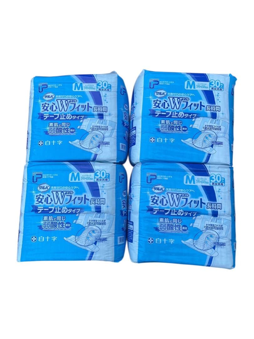 白十字 サルバ 安心Wフィット テープ止め 長時間 M 男女兼用 30枚入×4