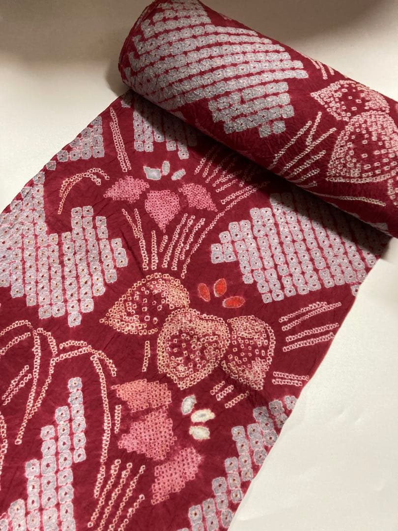 伝統工芸　有松総絞り　反物　手蜘蛛絞り　湯のし　幅だし済み　浴衣　リメイク